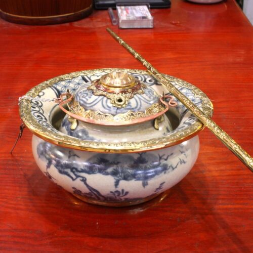 Bát điếu bọc đồng men rạn