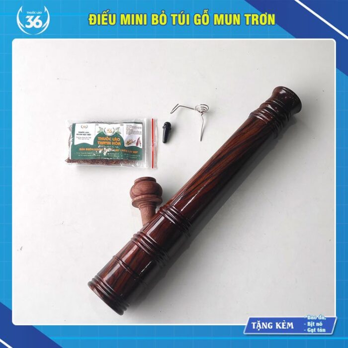 Điếu cày Mini Bỏ Túi Gỗ Mun Trơn