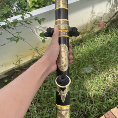 Điếu Trúc 44cm Gỗ Nhãn Bọc Đồng