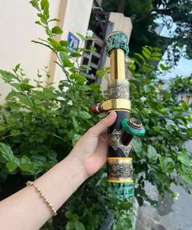 Điếu Mini 25cm Bọc Đồng Nổi Miệng Đế Ngọc