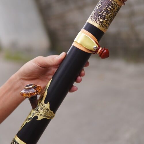 Điếu Mini Rút có Chân 45cm Full Ngọc Bọc Đồng Nổi