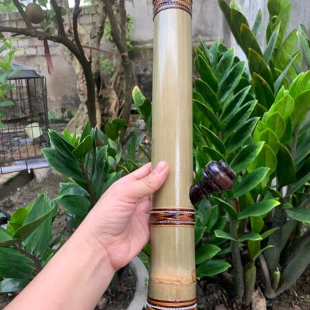 Điếu Cày Nứa Mộc 50cm Gỗ Cẩm Bọc Mây Rừng