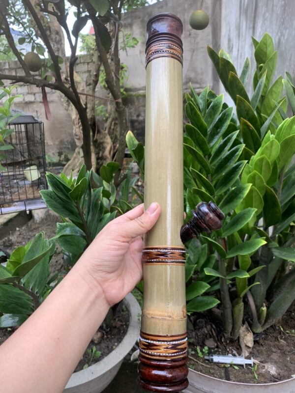 Điếu Cày Nứa Mộc 50cm Gỗ Cẩm Bọc Mây Rừng