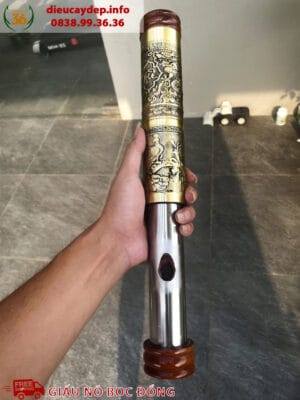 Điếu Cày Bọc Đồng Giấu Nõ 25cm - 40cm Hoa Văn Long Phụng