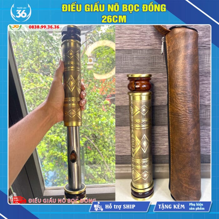 Điếu Rút Giấu Nõ Bọc Đồng 26cm-41cm