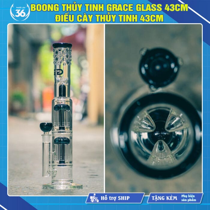 Boong Thủy Tinh Grace Glass 43cm Điếu cày thủy tinh 43cm