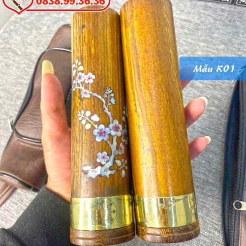 Điếu giấu nõ gỗ muồng khảm trai 20cm - K01 mẫu mới