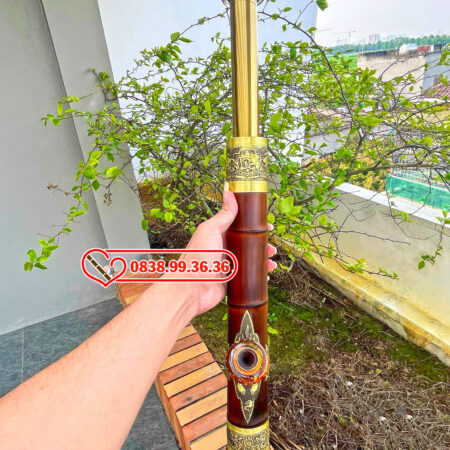 Điếu Tre Rút Bọc Đồng 45cm Miệng Ngọc M58