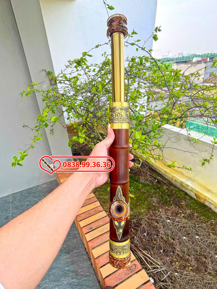 Điếu Tre Rút Bọc Đồng 45cm Miệng Ngọc M58