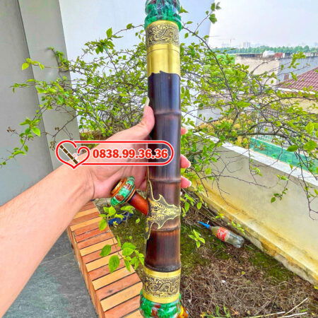 Điếu Tre Rút Bọc Đồng 45cm Miệng Ngọc M58